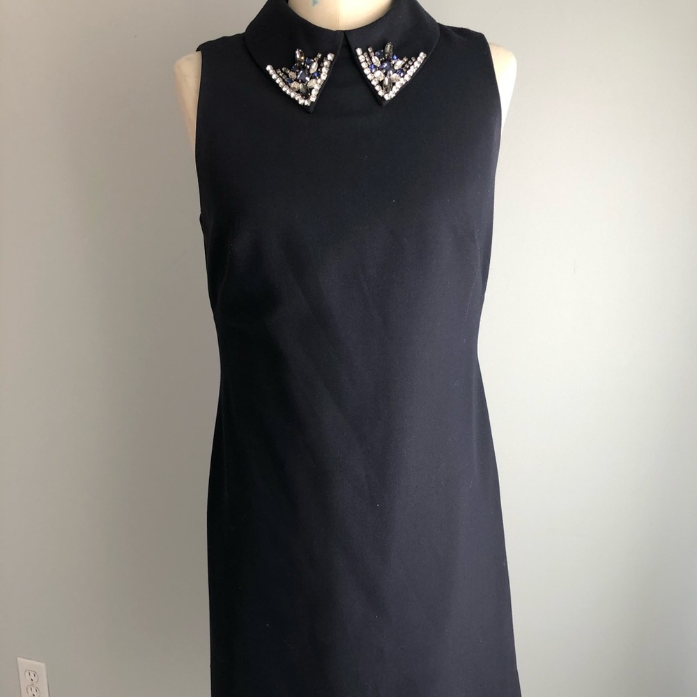 Eliza J bejeweled collar navy dress
